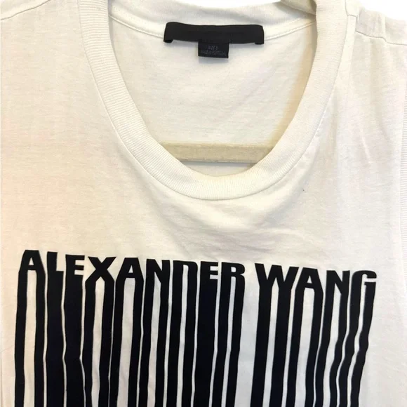 Alexander Wang White Muscle Tee with Black Graphic Logo - Picture 2 of 11